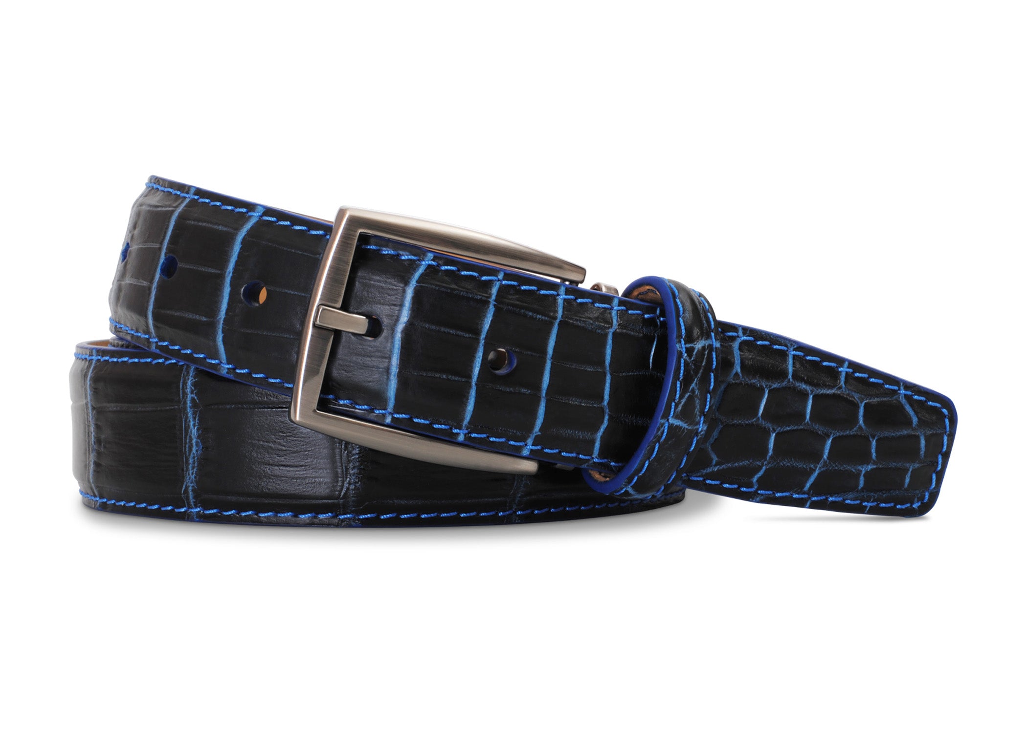 2 Tone Navy on Royal Blue Nile Crocodile Belt