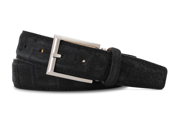 Black Buffed Alligator Belt