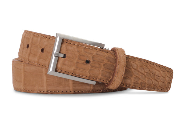 Brown Buffed Alligator Belt