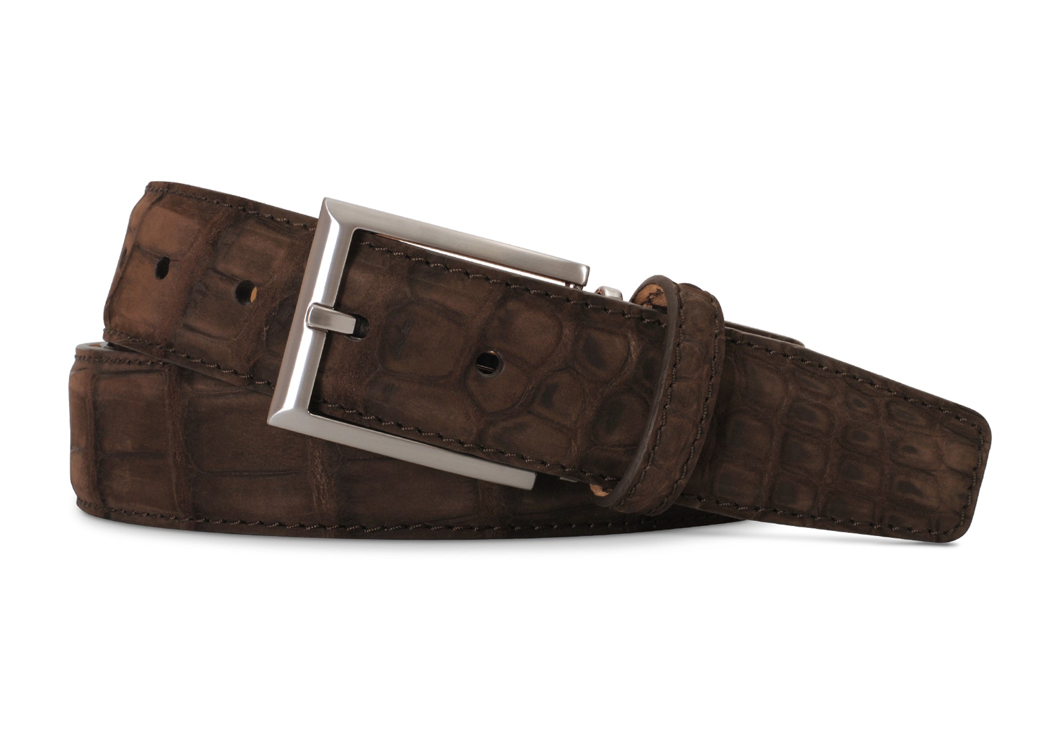 Chocolate Buffed Alligator Belt