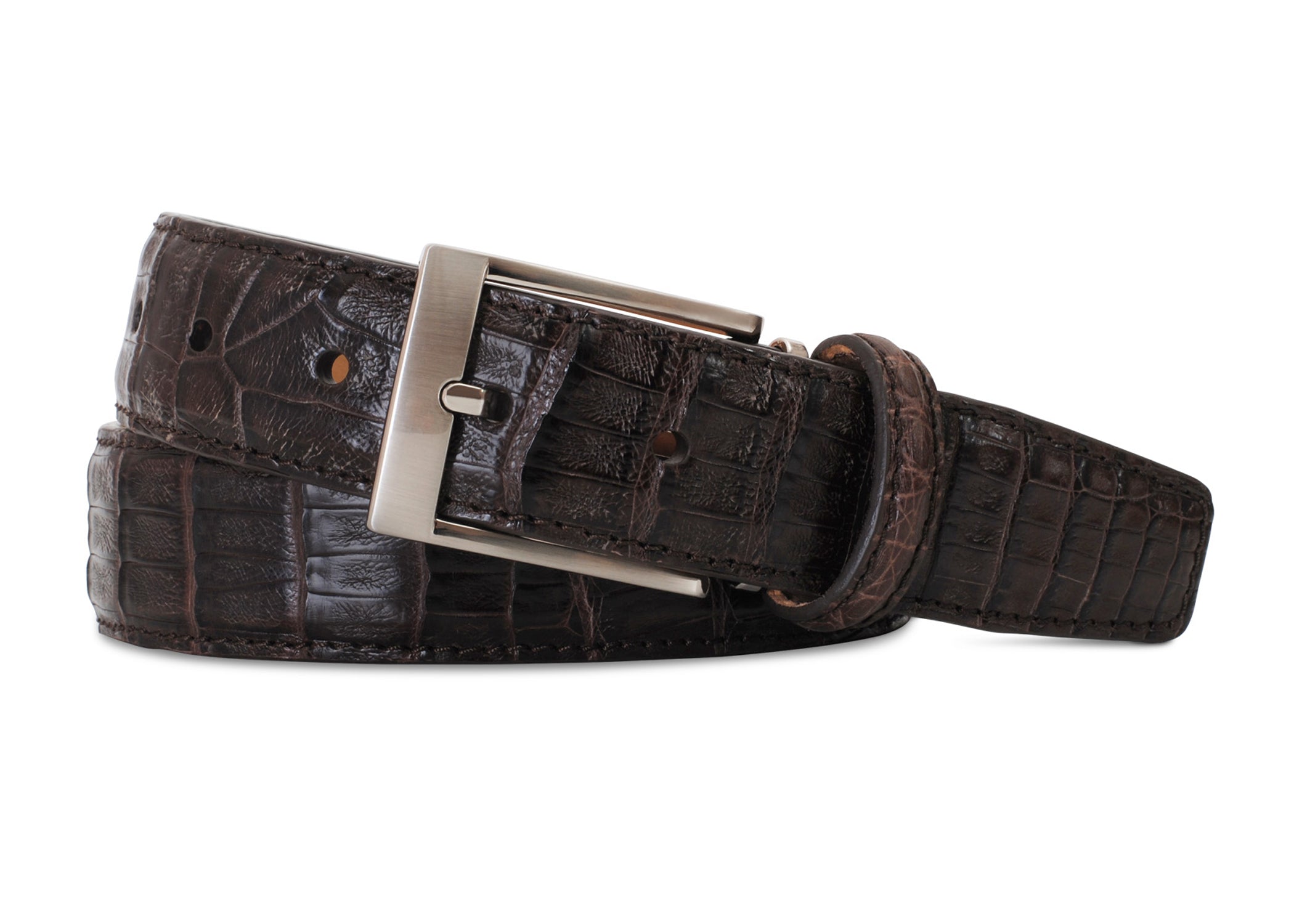 Chocolate Caiman Crocodile Belt
