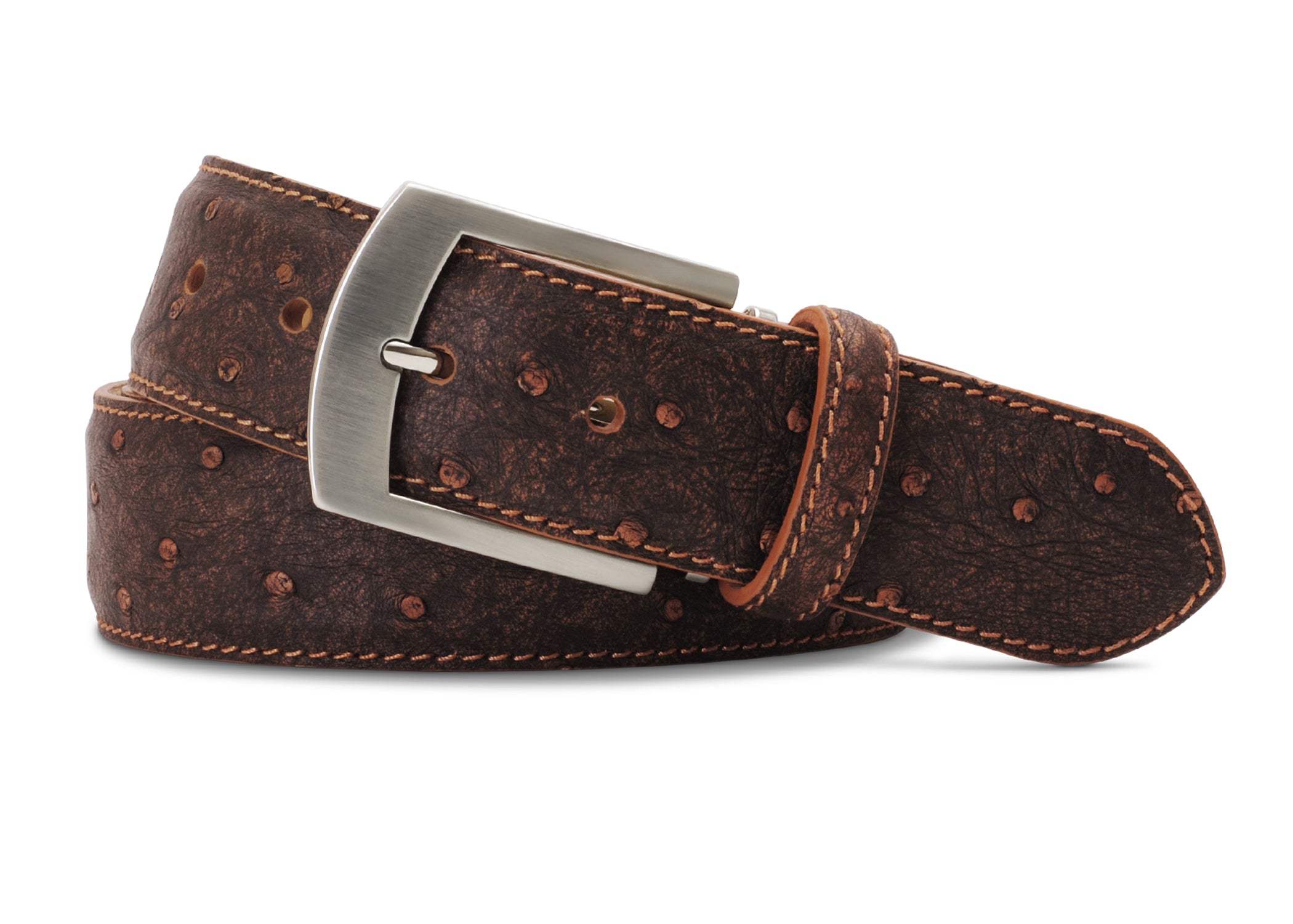 Dark Cognac Quilled Ostrich