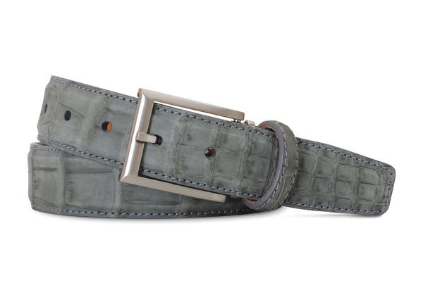 Grey Buffed Alligator Belt