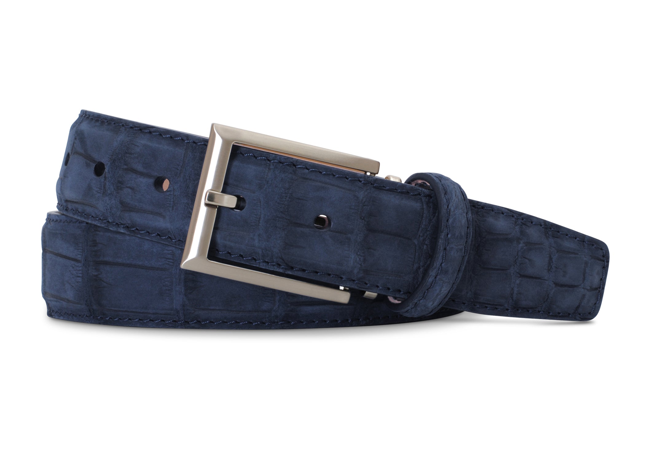 Navy Buffed Alligator Belt
