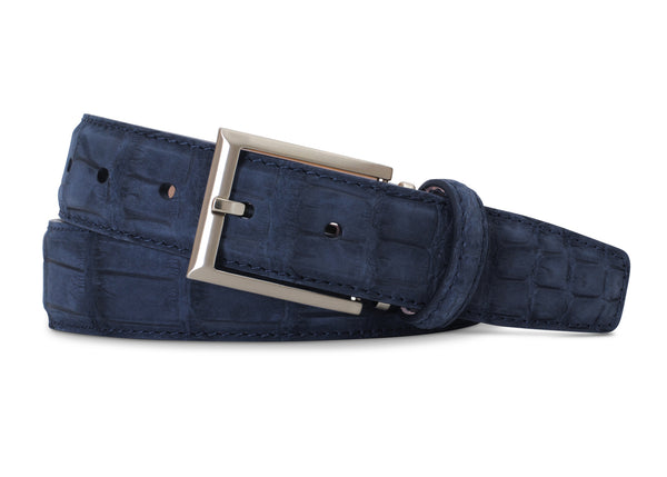 Navy Buffed Alligator Belt