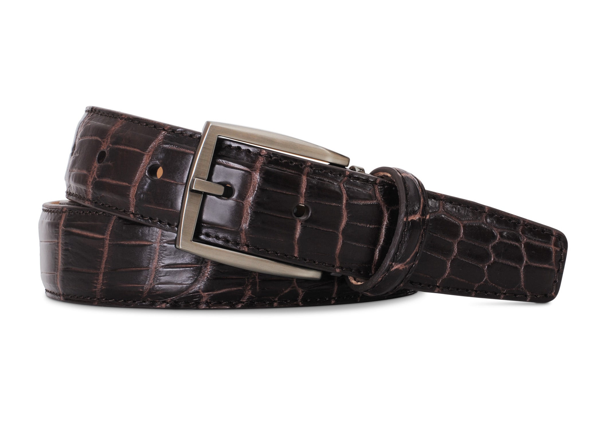2 Tone Nicotine Nile Crocodile Belt