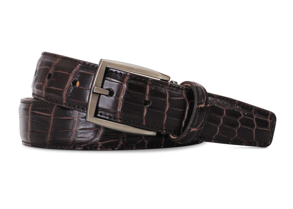 2 Tone Nicotine Nile Crocodile Belt