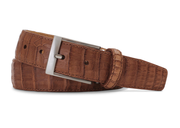 Pecan Caiman Crocodile Belt