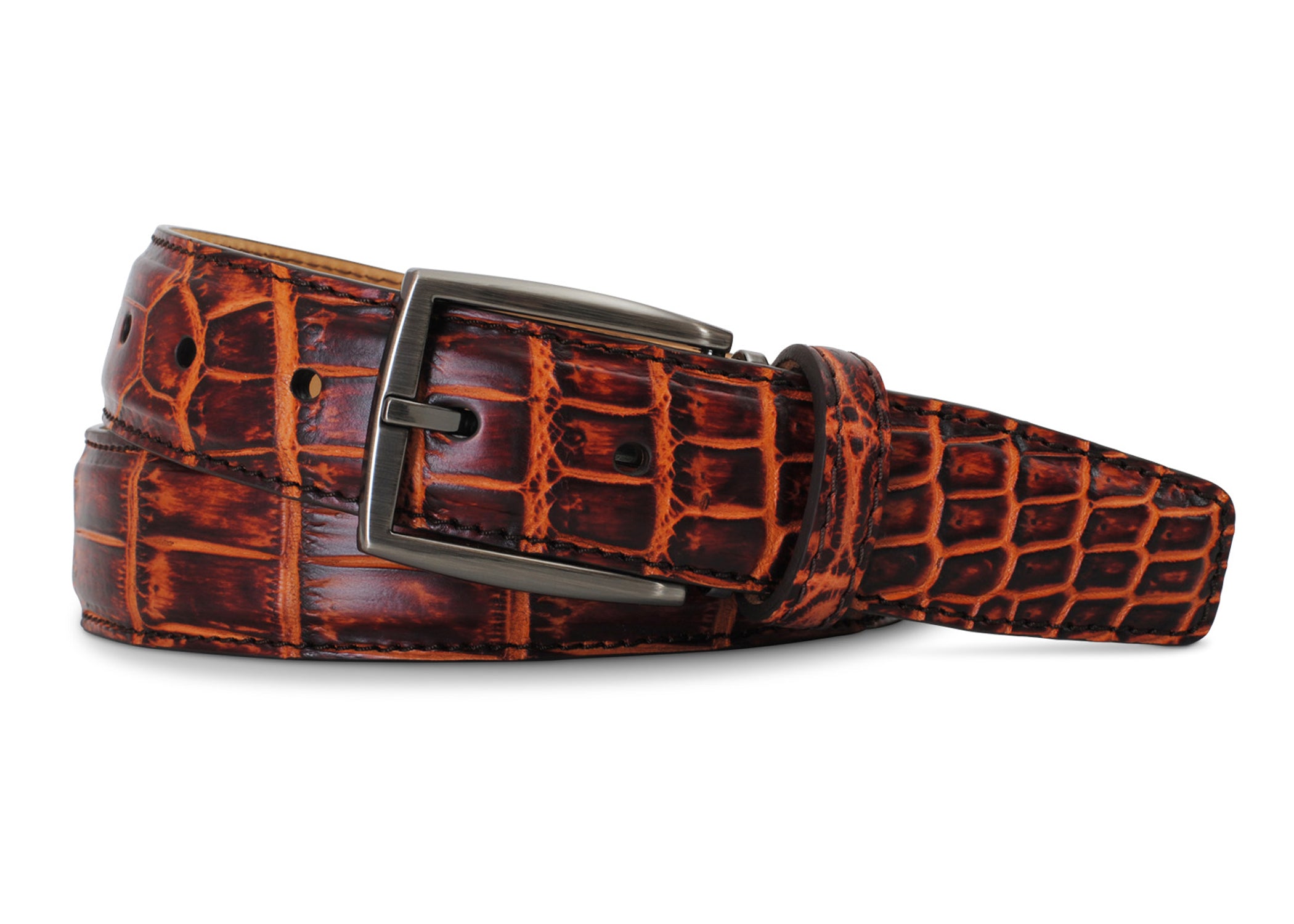 2 Tone Rum Brown Nile Crocodile Belt