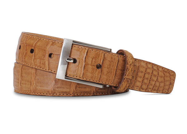 Tan Caiman Crocodile Belt