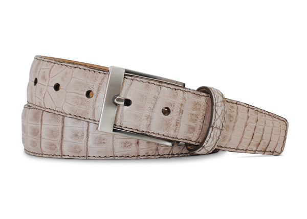 White Ash Caiman Crocodile Belt