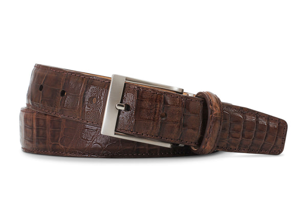 Cigar Brown Caiman Crocodile Belt