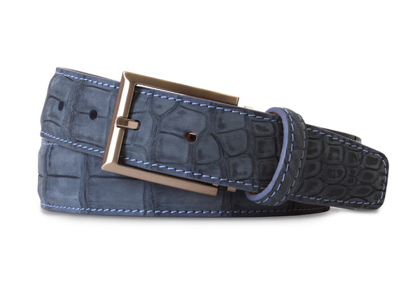 Denim Buffed Alligator Belt