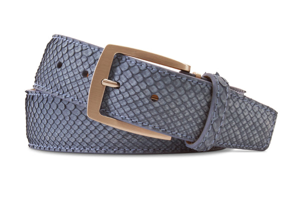 Denim Suede Python Belly Cut