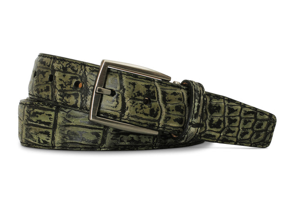 2 Tone Sueded Army Green Nile Crocodile Belt