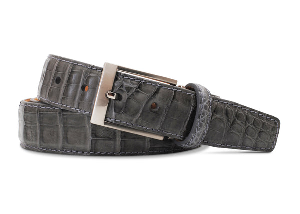 Grey Caiman Crocodile Belt
