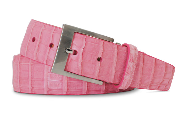 Pink Caiman Crocodile Belt