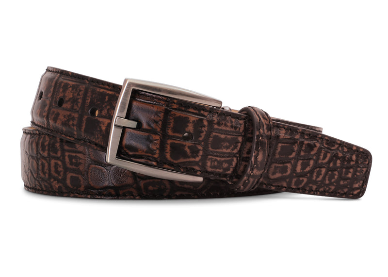2 Tone Vintage Tan Nile Crocodile Belt
