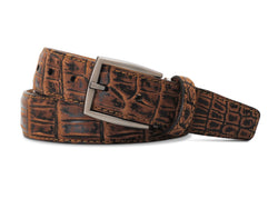 2 Tone Sueded Vintage Tan  Nile Crocodile Belt