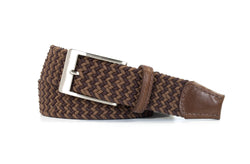Brown and Tan Elastic Stretch Woven Belt
